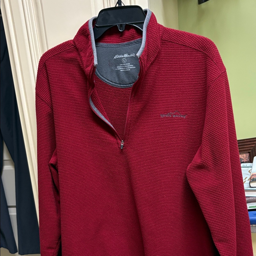 Eddie Bauer Men's Red Zip-Up Sweater